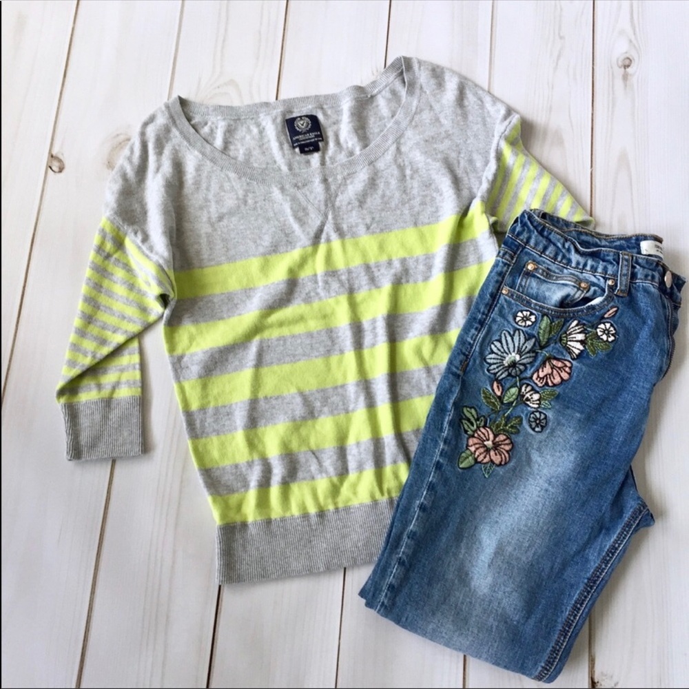 AEO Gray Stripes Sweater